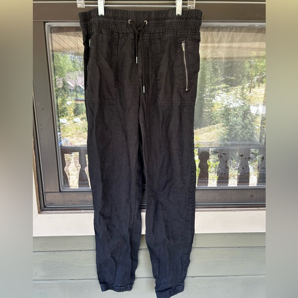Athleta Black Linen Joggers, size 10 Tall